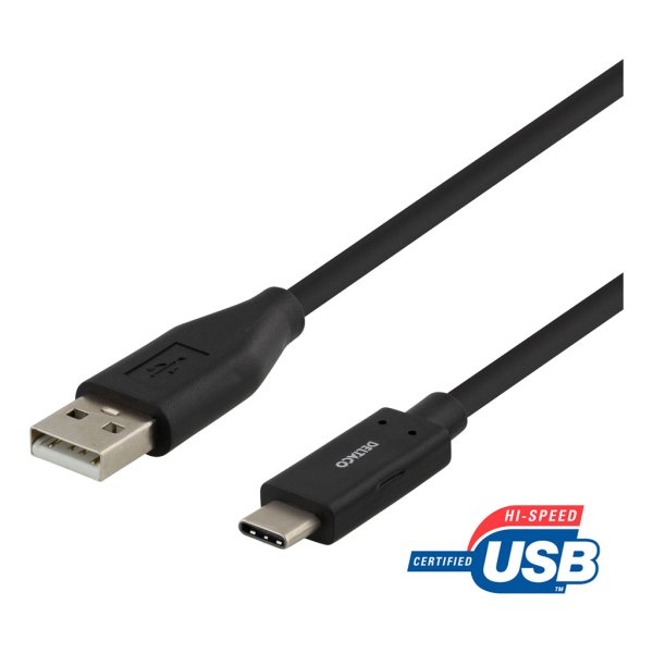 Kabel USB-C till USB-A 2 meter Svart